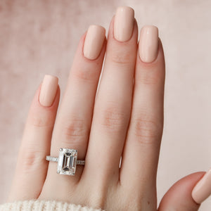 The Rachel Set With A 1 Carat Emerald 14K White Gold Lab Diamond