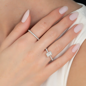 The Rachel Set With A 1 Carat Emerald 14K White Gold Lab Diamond