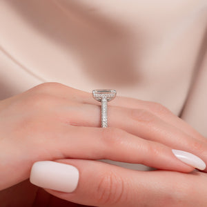 The Rachel Set With A 1 Carat Emerald 14K White Gold Lab Diamond