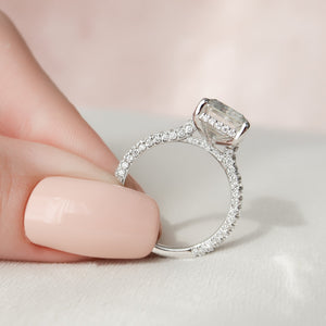 The Rachel Set With A 1 Carat Emerald 14K White Gold Lab Diamond