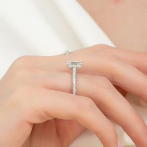 The Rachel Set With A 1 Carat Emerald 14K White Gold Lab Diamond