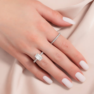 The Rachel Set With A 1 Carat Emerald 14K White Gold Lab Diamond