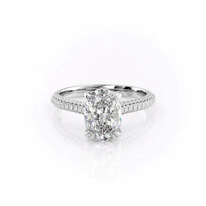 The Rachel Set With A 1 Carat Oval 18K White Gold Lab Diamond