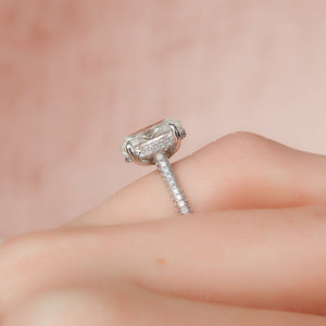 The Rachel Set With A 1 Carat Oval 18K White Gold Lab Diamond