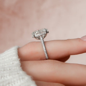 The Rachel Set With A 1 Carat Oval 18K White Gold Lab Diamond