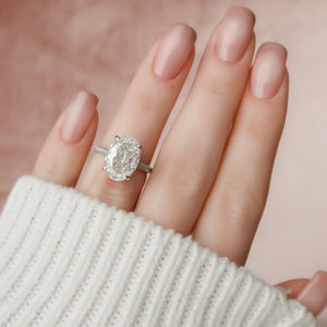 The Rachel Set With A 1 Carat Oval 18K White Gold Lab Diamond