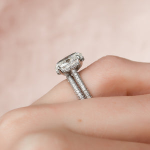 The Rachel Set With A 3 Carat Oval 18K White Gold Lab Diamond