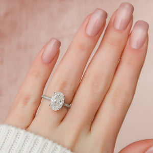 The Rachel Set With A 1 Carat Oval 18K White Gold Lab Diamond