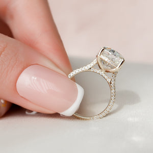 The Rachel Set With A 1 Carat Oval 18K Yellow Gold Lab Diamond