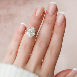 The Rachel Set With A 1 Carat Oval 18K Yellow Gold Lab Diamond
