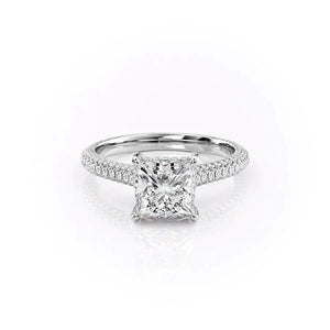 The Rachel Set  With A 2.5 Carat Princess 18K White Gold Moissanite