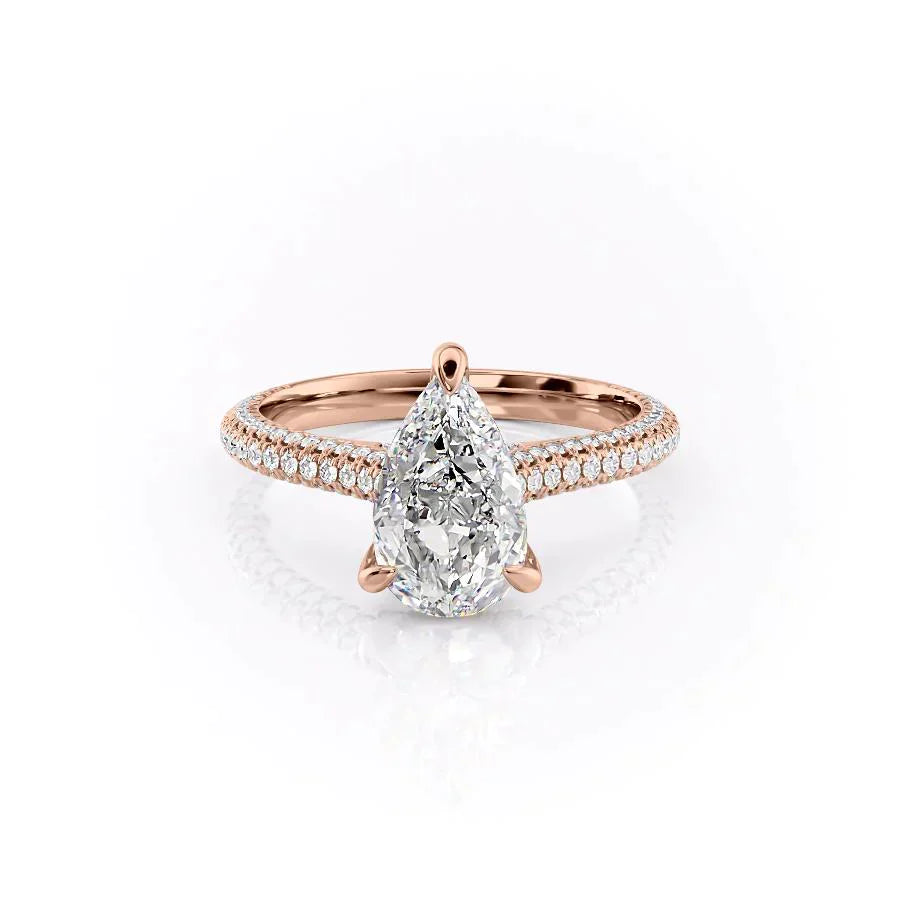 The Rachel Set With A 2.5 Carat Pear 14K Rose Gold Lab Diamond