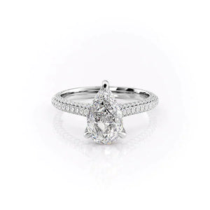 The Rachel Set With A 1 Carat Pear 14K White Gold Lab Diamond