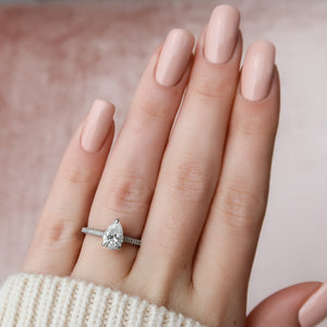 The Rachel Set With A 1 Carat Pear 14K White Gold Lab Diamond