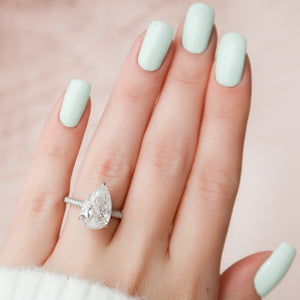 The Rachel Set With A 1 Carat Pear 14K White Gold Lab Diamond