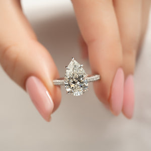 The Rachel Set With A 1 Carat Pear 14K White Gold Lab Diamond