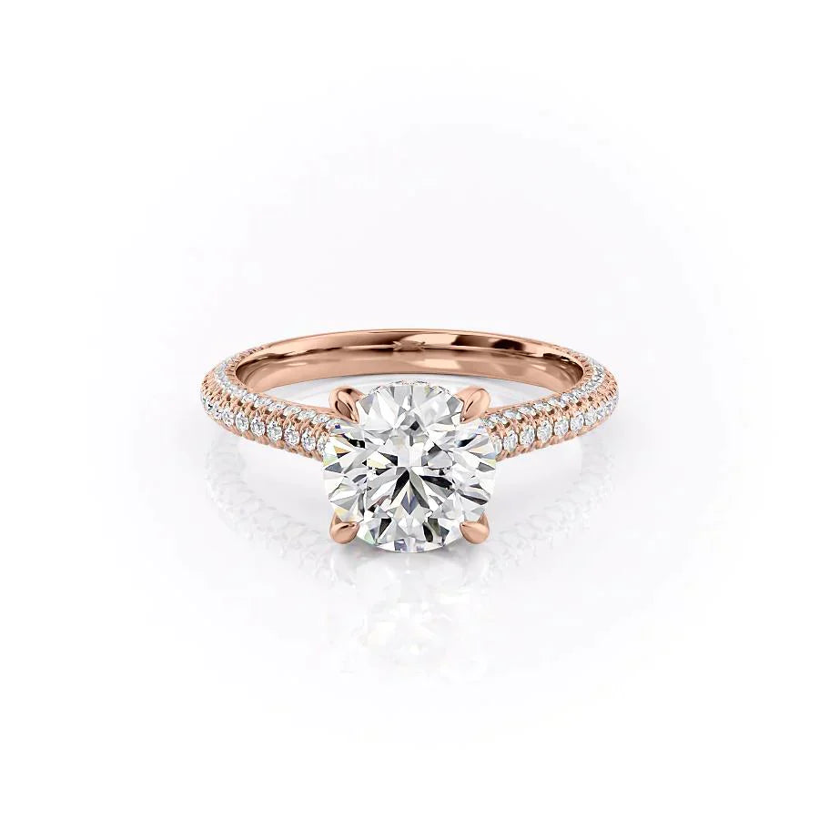 The Rachel Set With A 1 Carat Round 14K Rose Gold Lab Diamond