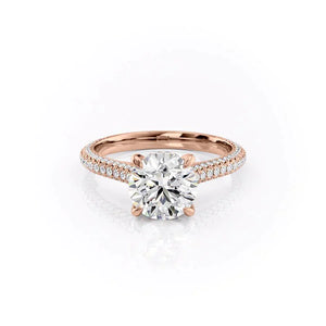 The Rachel Set With A 1 Carat Round 14K Rose Gold Lab Diamond
