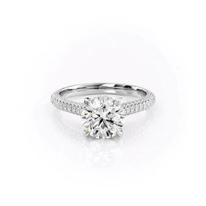 The Rachel Set With A 3 Carat Round 14K White Gold Lab Diamond