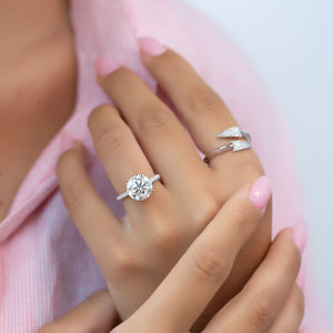 The Rachel Set With A 1 Carat Round 14K White Gold Lab Diamond