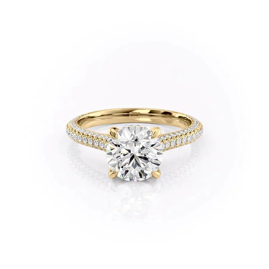 The Rachel Set With A 1.5 Carat Round 18K Yellow Gold Lab Diamond