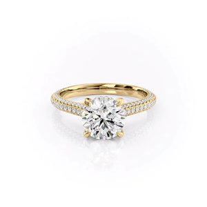 The Rachel Set With A 1.5 Carat Round 18K Yellow Gold Lab Diamond