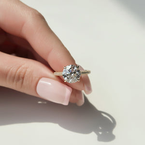 The Rachel Set With A 1 Carat Round 18K Yellow Gold Lab Diamond