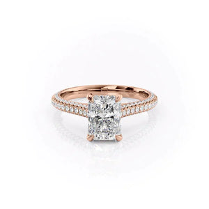 The Rachel Set With A 3 Carat Radiant 14K Rose Gold Lab Diamond