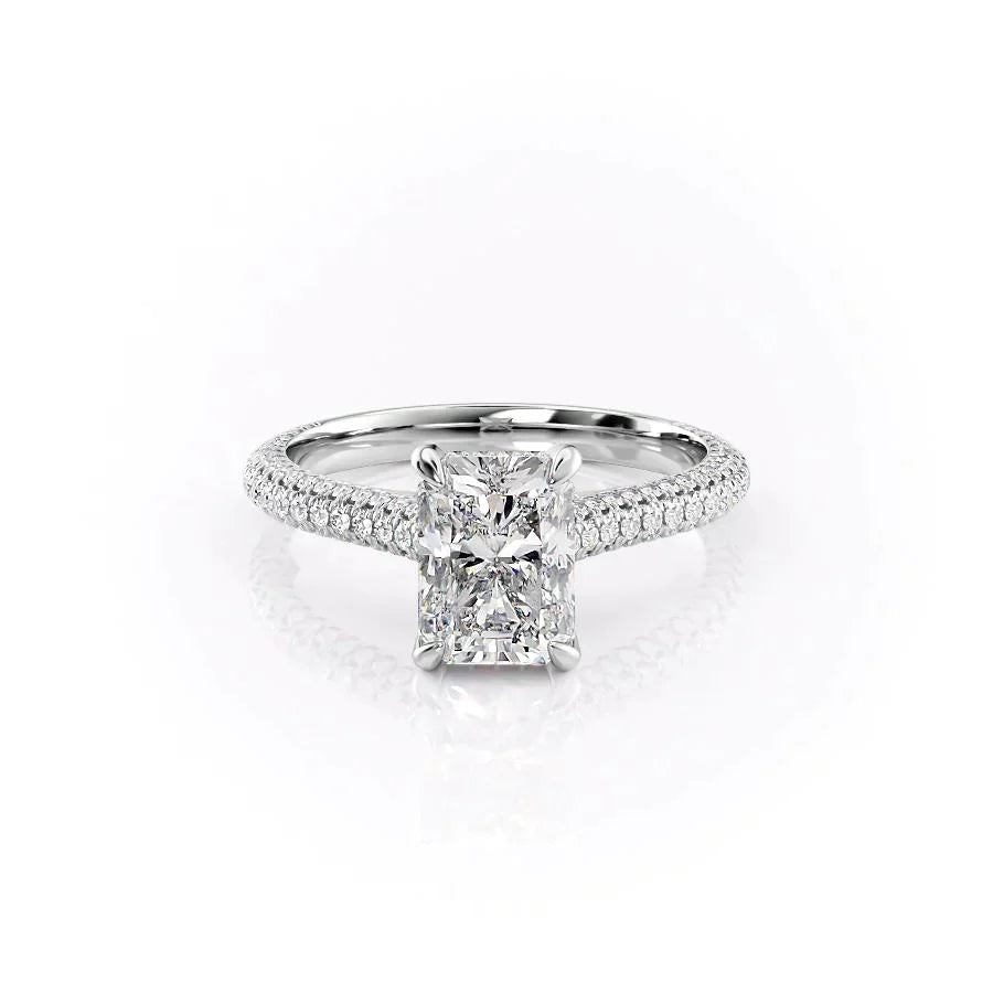 The Rachel Set With A 3 Carat Radiant 14K White Gold Lab Diamond