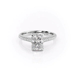 The Rachel Set  With A 1.5 Carat Radiant 18K White Gold Moissanite