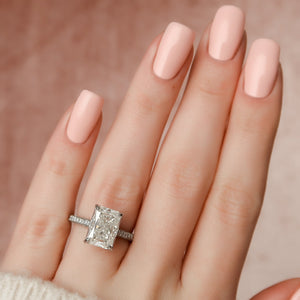 The Rachel Set With A 2 Carat Radiant 18K White Gold Lab Diamond