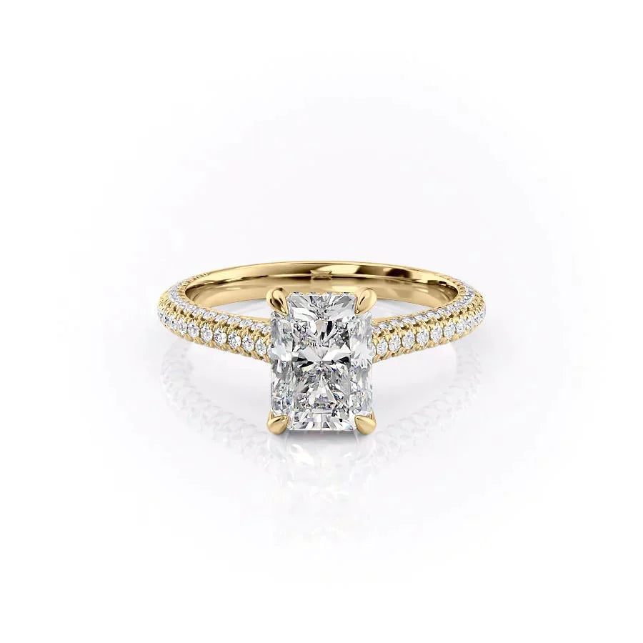 The Rachel Set With A 2 Carat Radiant 18K Yellow Gold Lab Diamond