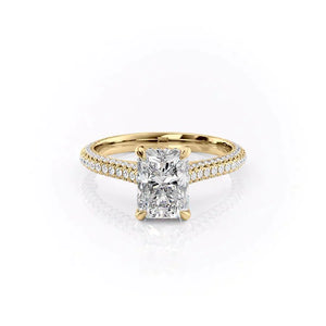 The Rachel Set With A 3 Carat Radiant 14K Yellow Gold Lab Diamond