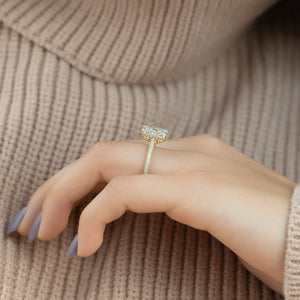 The Rachel Set With A 1 Carat Radiant 18K Yellow Gold Lab Diamond