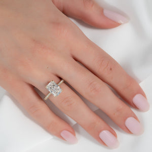 The Rachel Set With A 1 Carat Radiant 18K Yellow Gold Lab Diamond