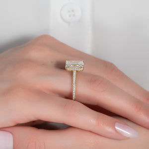 The Rachel Set With A 1 Carat Radiant 18K Yellow Gold Lab Diamond
