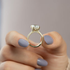 The Rachel Set With A 1.5 Carat Radiant 18K Yellow Gold Lab Diamond