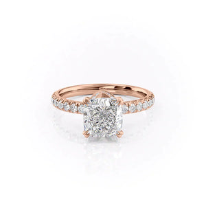 The Sofia Set With A 2.5 Carat Cushion 14K Rose Gold Lab Diamond