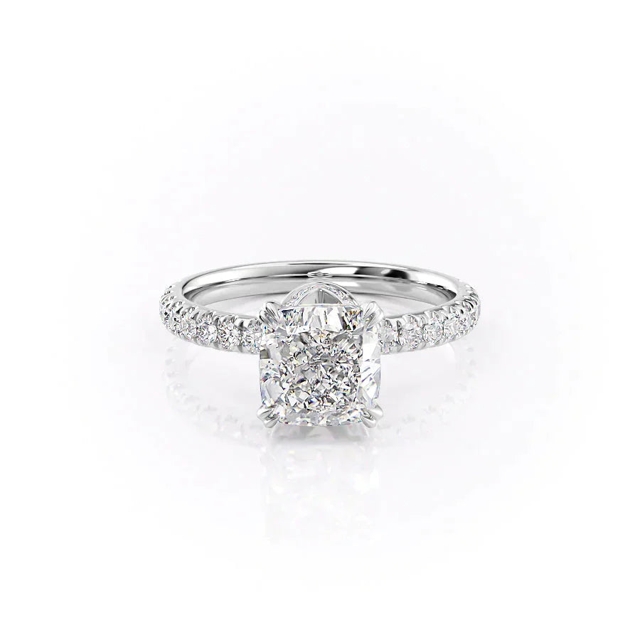 The Sofia Set With A 1 Carat Cushion 14K White Gold Lab Diamond