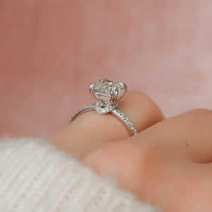 The Sofia Set  With A 3 Carat Cushion 14K White Gold Moissanite