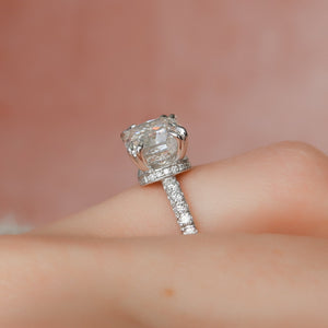 The Sofia Set  With A 3 Carat Cushion 14K White Gold Moissanite