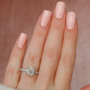 The Sofia Set  With A 3 Carat Cushion 14K White Gold Moissanite
