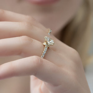 The Sofia Set With A 1 Carat Cushion 18K Yellow Gold Lab Diamond