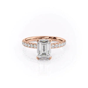 The Sofia Set  With A 5 Carat Emerald 14K Rose Gold Moissanite