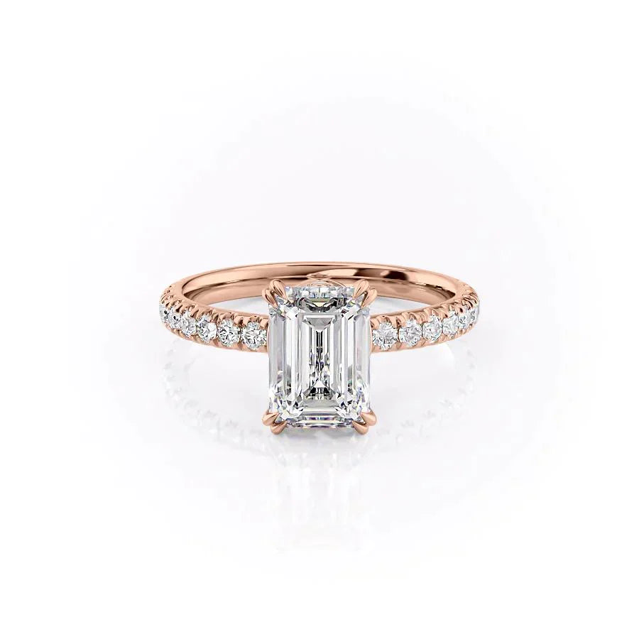 The Sofia Set  With A 2 Carat Emerald 14K Rose Gold Moissanite