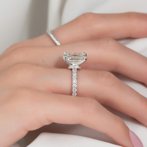 The Sofia Set With A 1.5 Carat Emerald 18K White Gold Lab Diamond