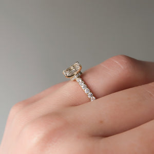 The Sofia Set  With A 3 Carat Emerald 18K Yellow Gold Moissanite