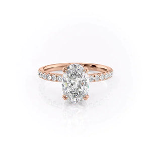 The Sofia Set  With A 5 Carat Oval 14K Rose Gold Moissanite