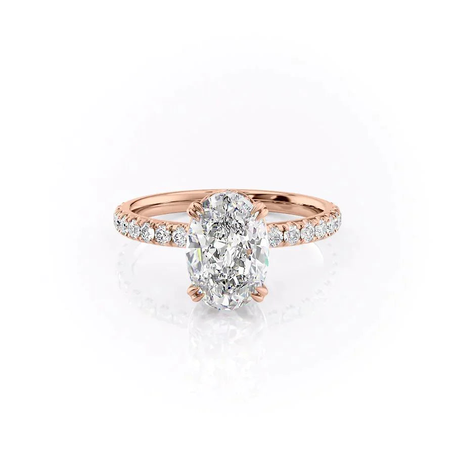 The Sofia Set  With A 3 Carat Oval 14K Rose Gold Moissanite