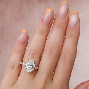 The Sofia Set  With A 3 Carat Oval 14K Rose Gold Moissanite